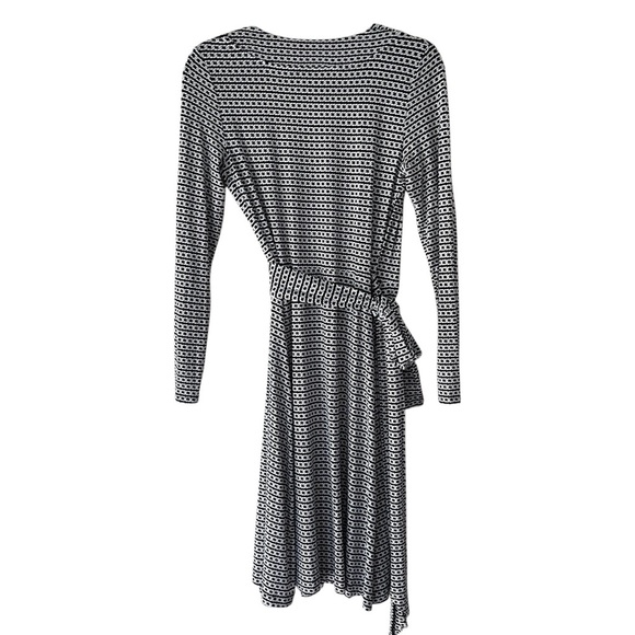 BANANA REPUBLIC | NWOT LONG SLEEVE WRAP DRESS NAVY BLUE & WHITE CHAIN LINK | XS - Picture 9 of 12